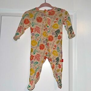 Magnetic Me tan floral footie onsie